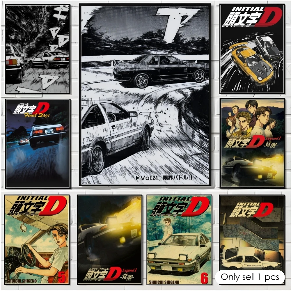 Classic Anime I-Initial D Painting Calligraphy Cotton Canvas Wall Art Poster HD Print Modern Home Decor Painting