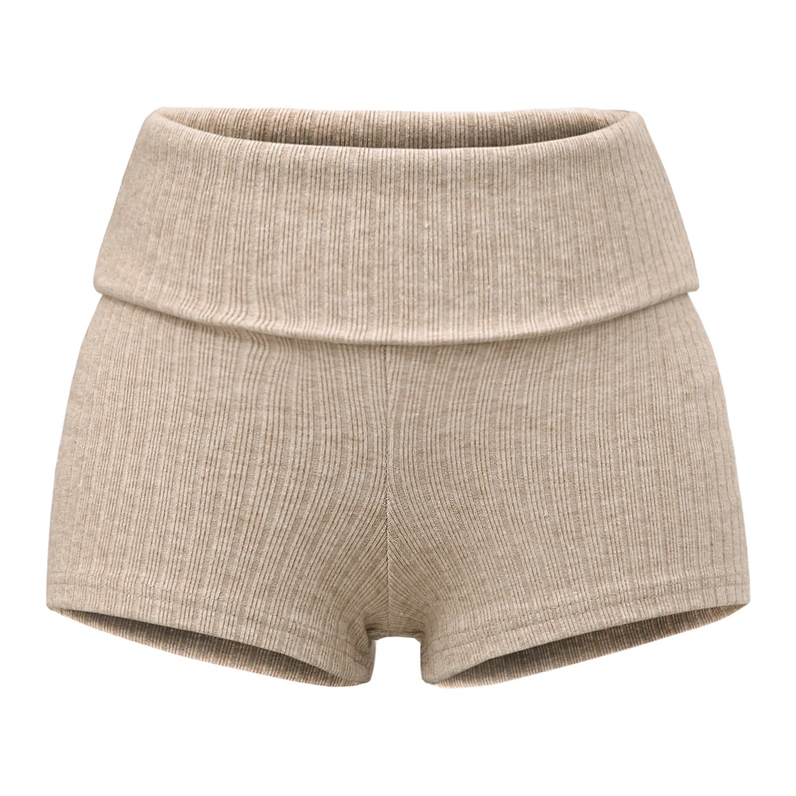Summer Clothes Casual Shorts Woman Knit Fold Over Shorts High Waisted Slim Fit Stretchy Yoga Shorts Active Jogger Shorts Black