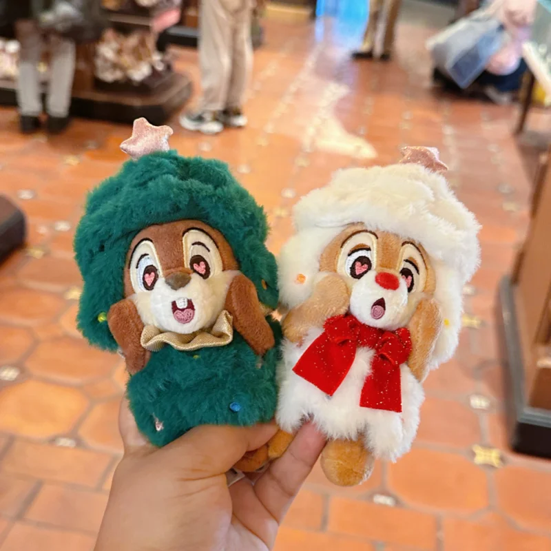 

Hot Disney Christmas Plush Doll Key Chain Doll Series Christmas Waltz Mickey Minicchi Chititi And Friends Peripheral Xmas Toys