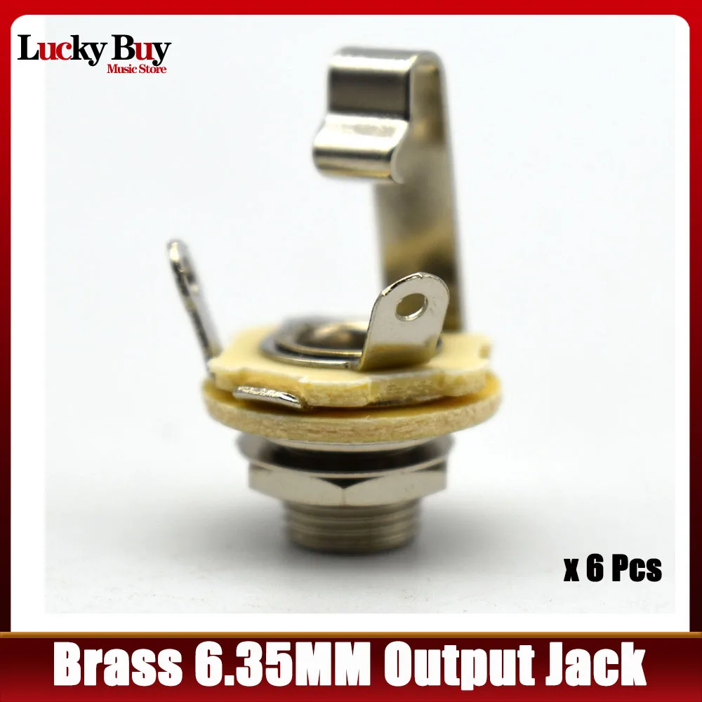 6 uds cobre 6,35 MM guitarra eléctrica bajo Mono puerto de salida conector de circuito Base madre