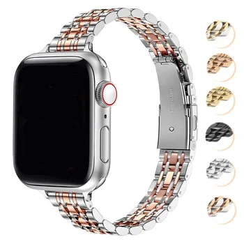 애플워치 울트라 2 밴드용 스테인리스 스틸 스트랩 49mm 42mm 44mm 메탈 팔찌 아이워치 시리즈 9 8 7 6 SE 5 4 3 여성용 45mm 41mm 