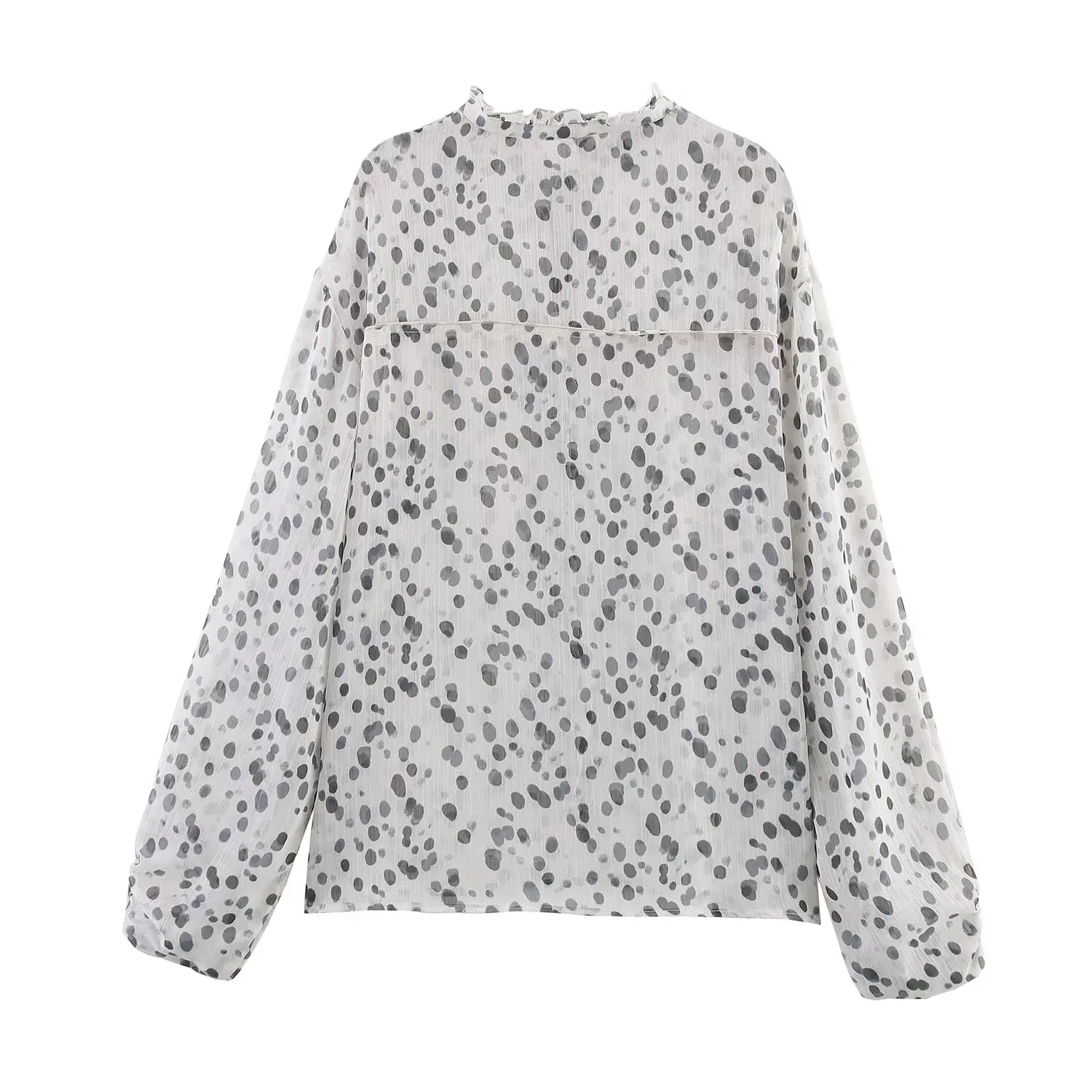 

Faionable Polka Dot Lantern Sve irt Women's Clothing Small Opening Design Versatile Sle Autumn New Arrival ZAB