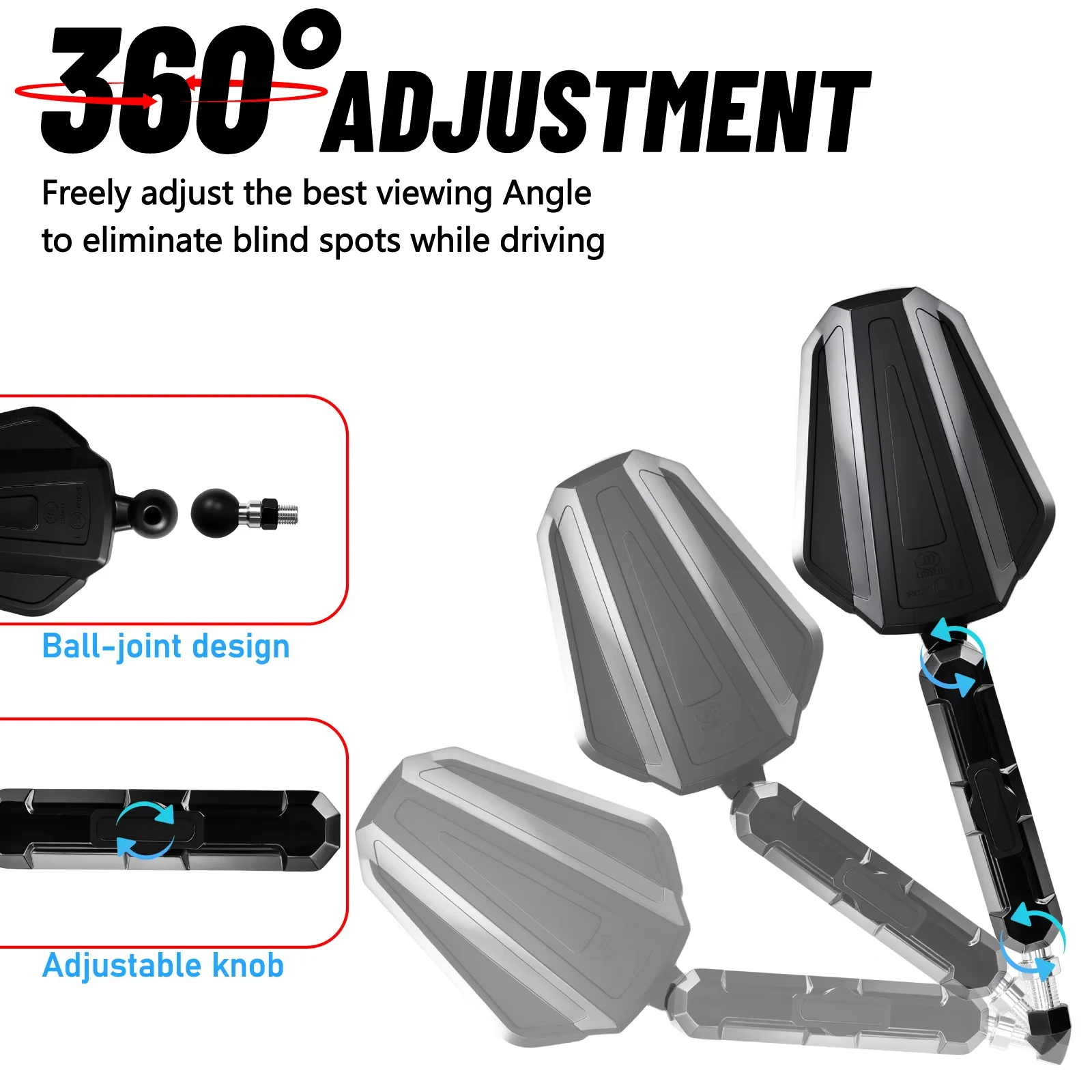 WB1 2 PCS Adventure Cruiser Off-road Motorcycle Modified Rearview Mirror For Macbor Montana XR1 Rockster flat 125 Mile Eight 