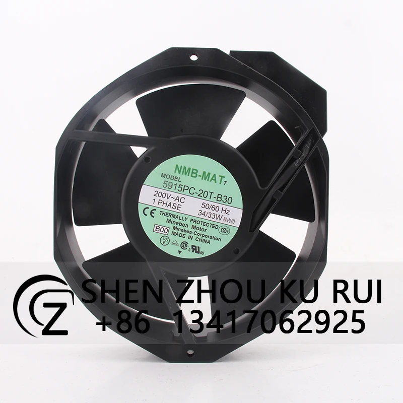 5915PC-20T-B30 Case Cooling Fan for NMB AC200V 0.21/0.24A 172X150X38mm 17CM 17238 Inverter Double Ball Bearing Axial Flow