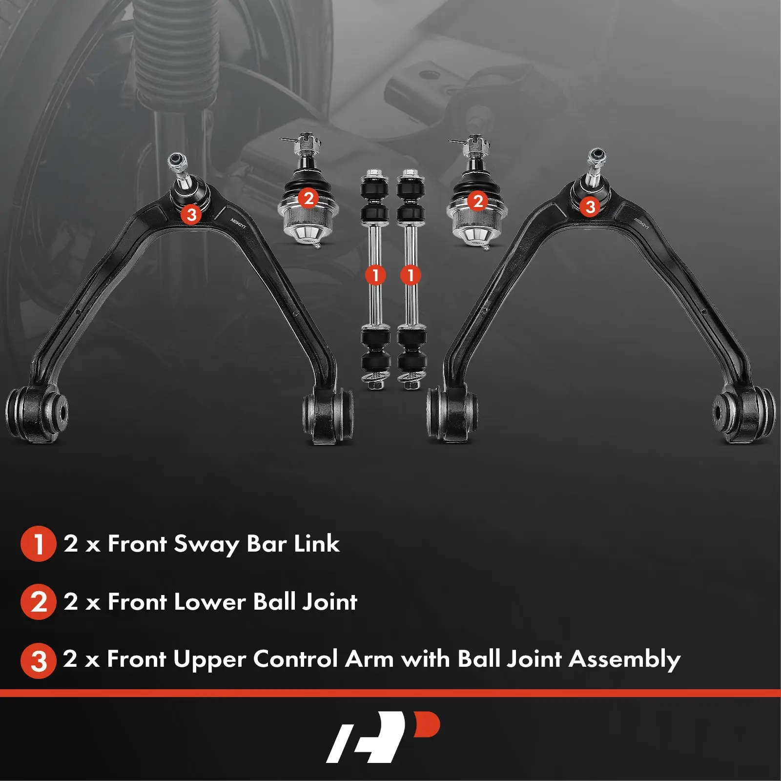 A-Premium 6x Front Upper & Lower Control Arm with Ball Joint Sway Bar Link for Chevrolet Silverado 1500 99-06 GMC Sierra 1500