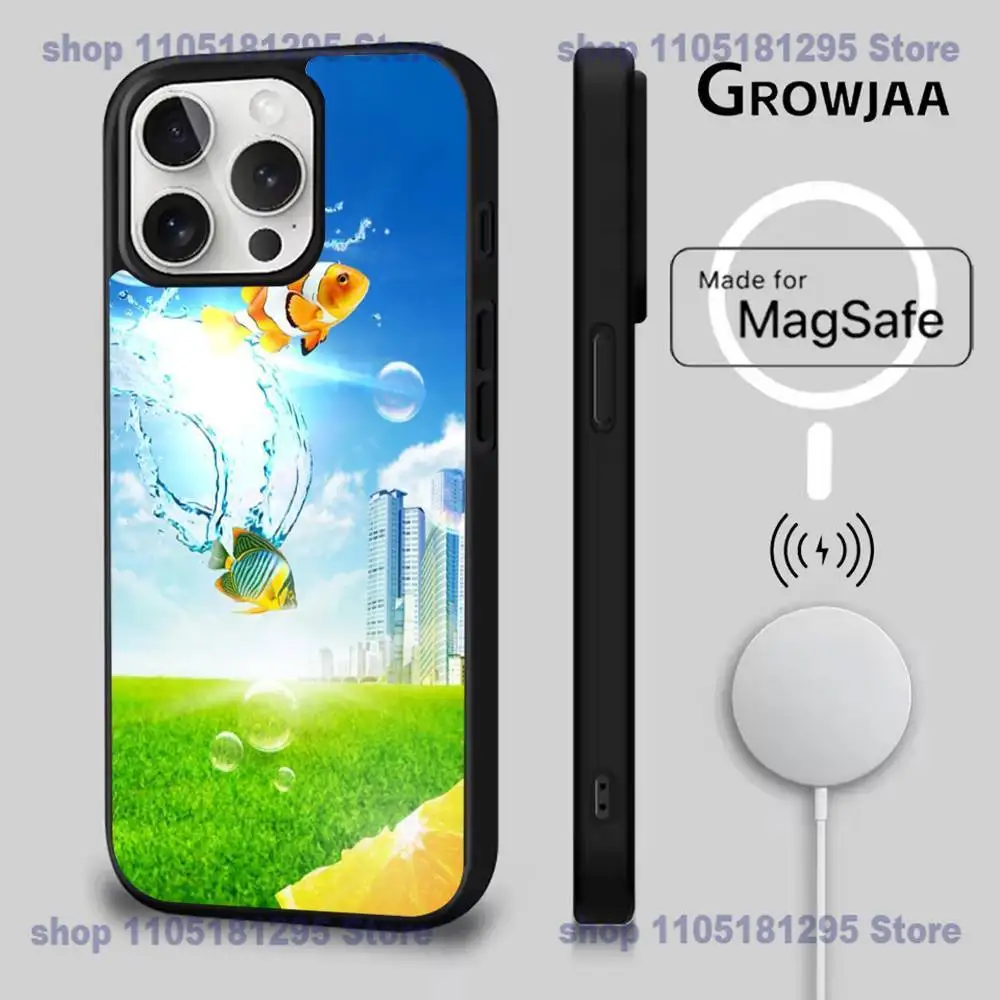 Funda de teléfono Frutiger Aero para iPhone 17,16,15,14,13,12,11,Pro,Max,Plus,Mini,SE4,E carga inalámbrica Magsafe magnética