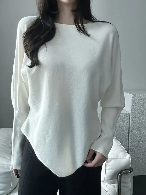 ay Batwing Sve oulder Bared Loose Knitwear Women's Autumn Winter Sle Casual Loose Design Unique Korean Faion Sweater