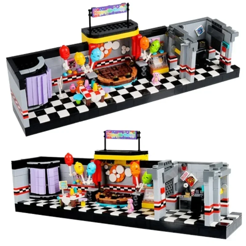 

MOC Horror Game Set Brick City Dining Room Bar Scenes Action Figure DIY Building Blocks Kids Toys For Children Birthday Gift