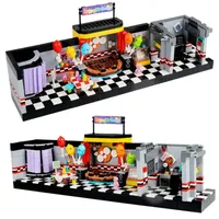 MOC Horror Game Set Brick City Dining Room Bar Scenes Action Figure DIY Building Blocks Kids Toys For Children Birthday Gift