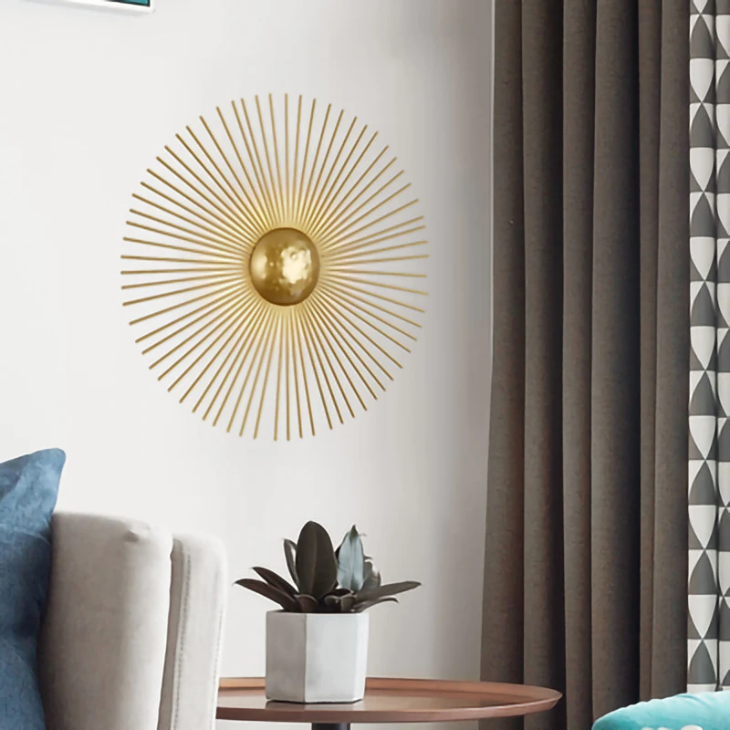 Imagem -05 - Lâmpadas de Parede Led de Metal Circular Dourado Sunsconce para Quarto do Foyer Decoração Home Dourada Moderna Luminária Viva Luxo