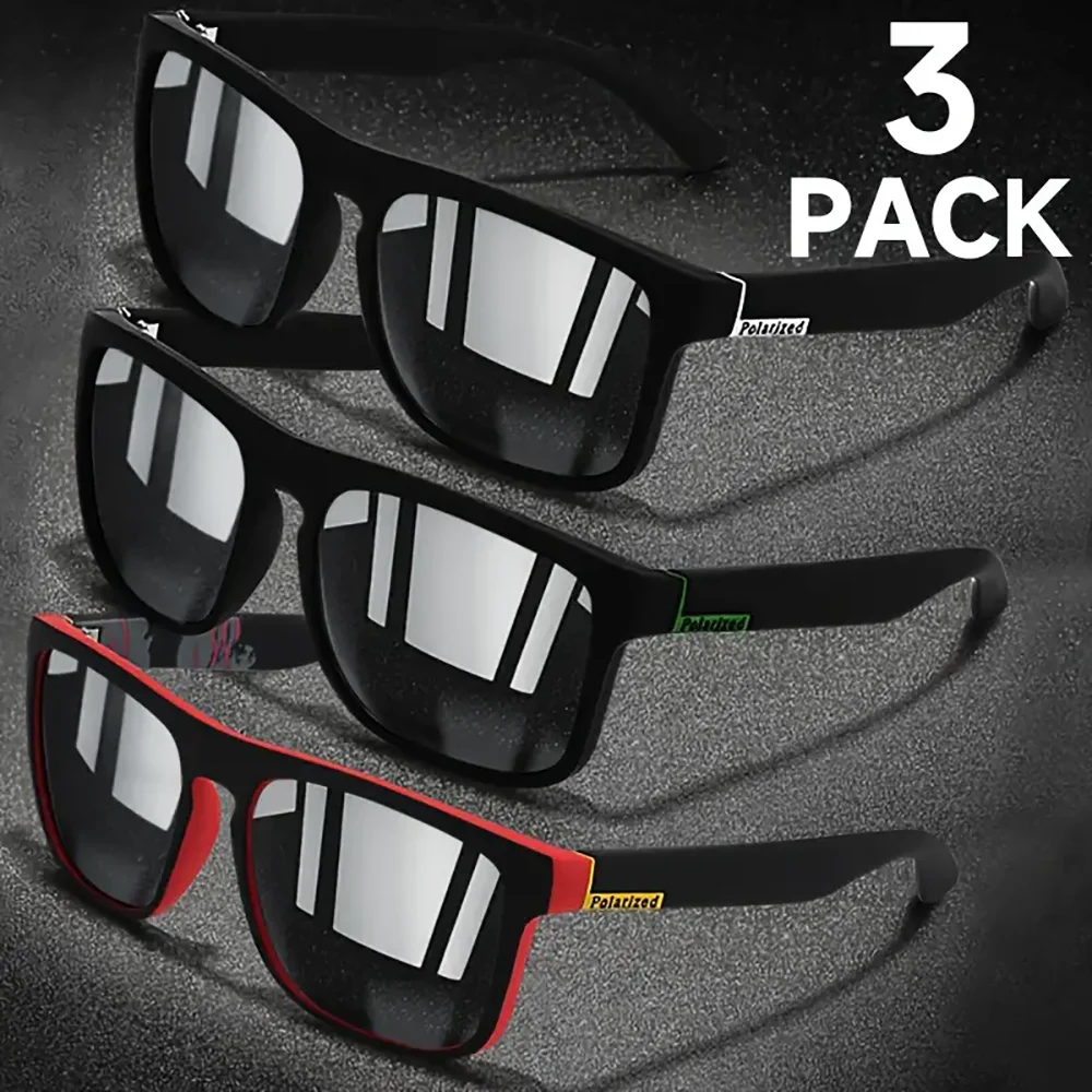 3PCS Square Polarized Sunglasses Anti Glare Sun Shades For Summer Party Vacation Travel Driving Fishing