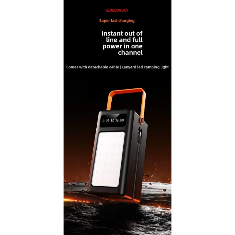

NEquipped with a charging head,outdoor ultra long endurance LED light,portable power bank 160000mAh,large capacity camping light