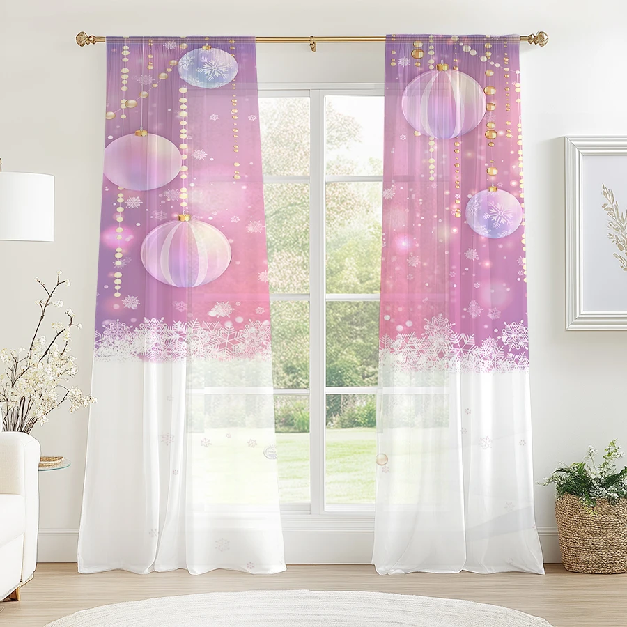 2PCS Tirai Tipis Natal Musim D - Curtain Rods ulasan dan harga