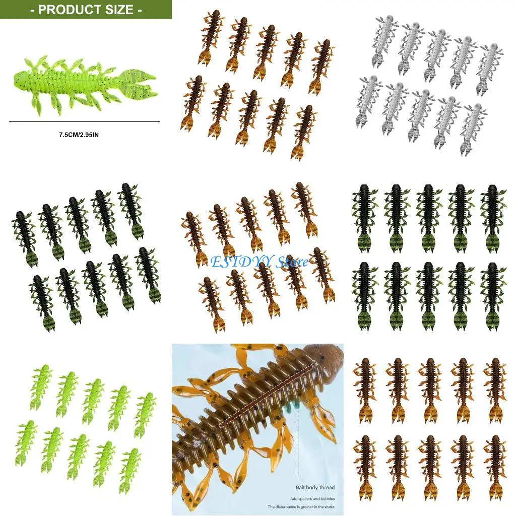 G6DE الطعوم الاصطناعية TPE تتميز طعوم الصيد بتصميم ذيل منحني يعزز الطفو لجذب الأسماك #1