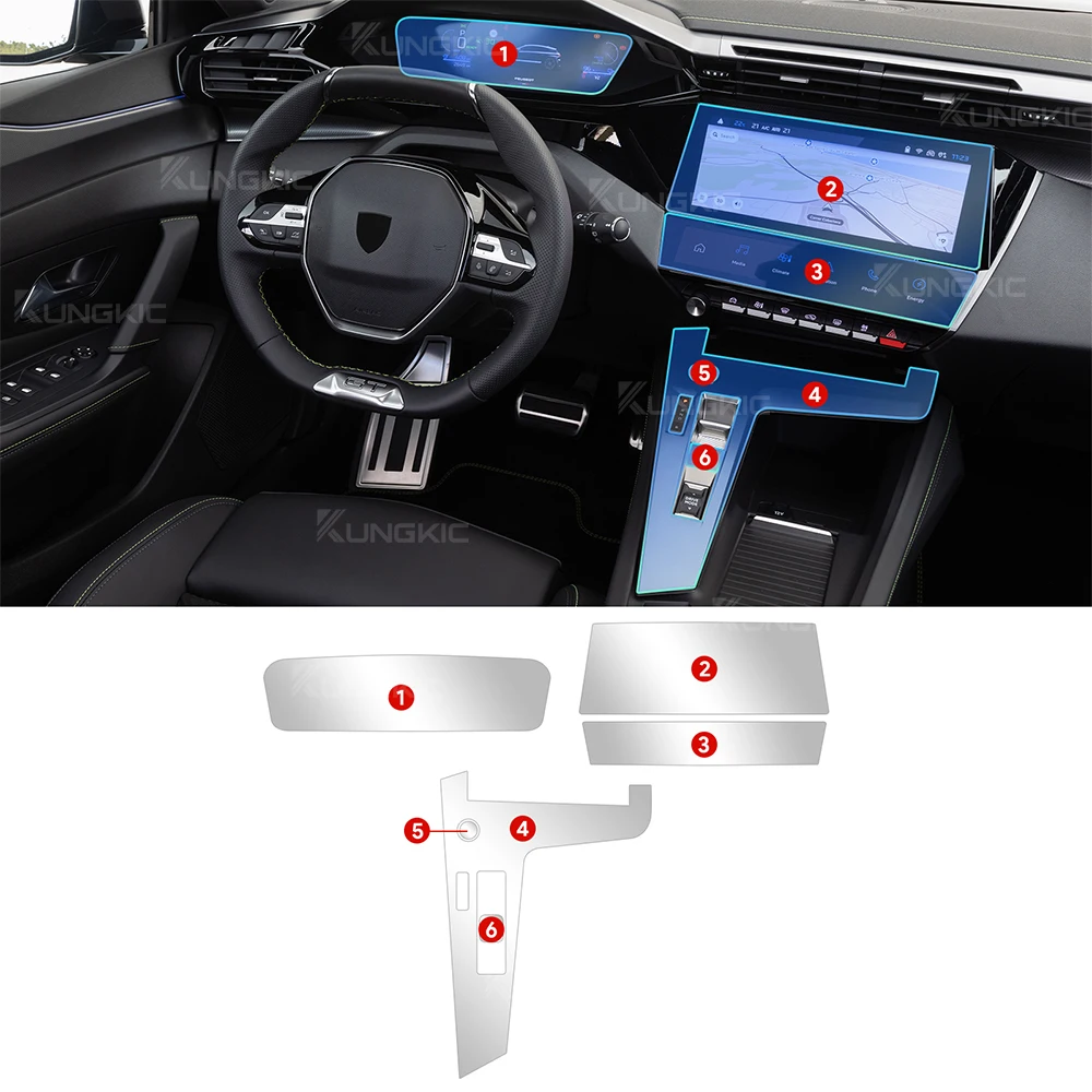 

For Peugeot 408 2023 2024 2025 Car GPS Navigation Screen Protective Tempered Film Gear Shift Panel TPU Sticker Interior Film