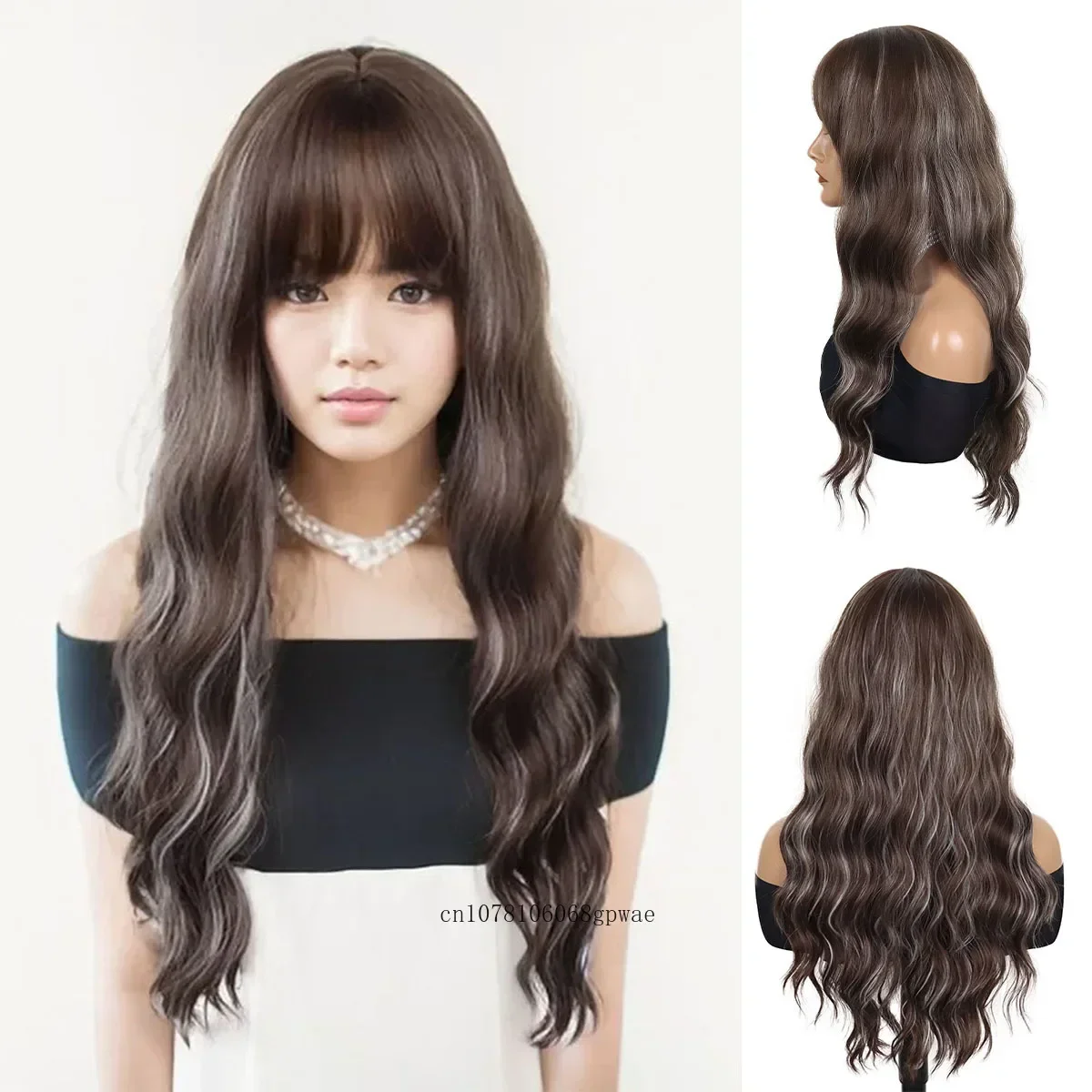 

Стильные смешанные коричневые парики Синтетический длинный волнистый парик для женщин Леди Естественный вид Ежедневное использование Косплей Вечеринка Высокотемпературное волокно