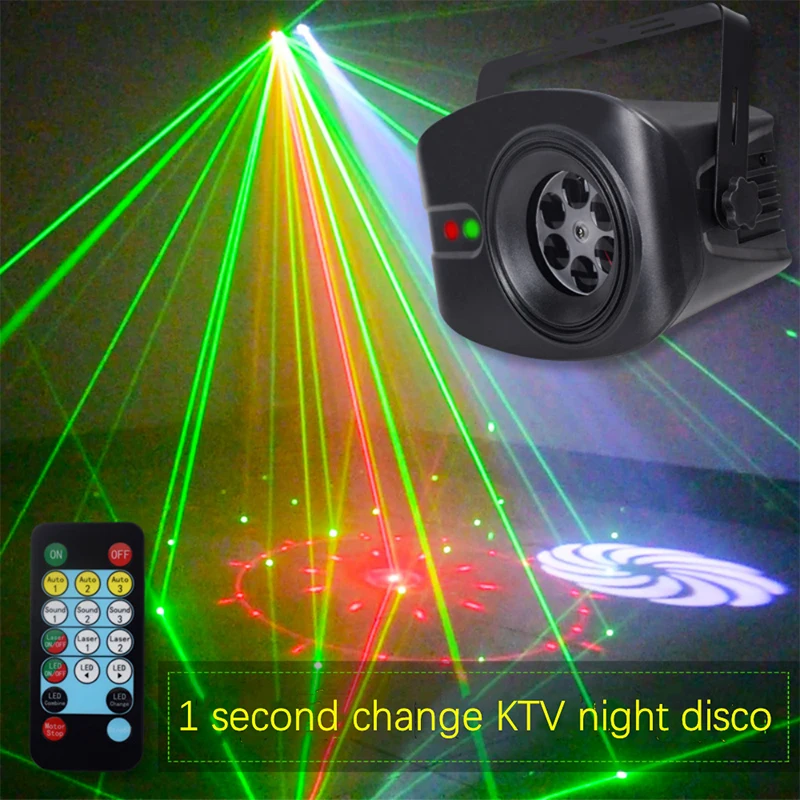 Led Disco Feestverlichting Voice Music Control Dj Laser Projector Licht 52 Modus Rgb Effect Lamp Voor Thuis Bruiloft bar Verjaardag