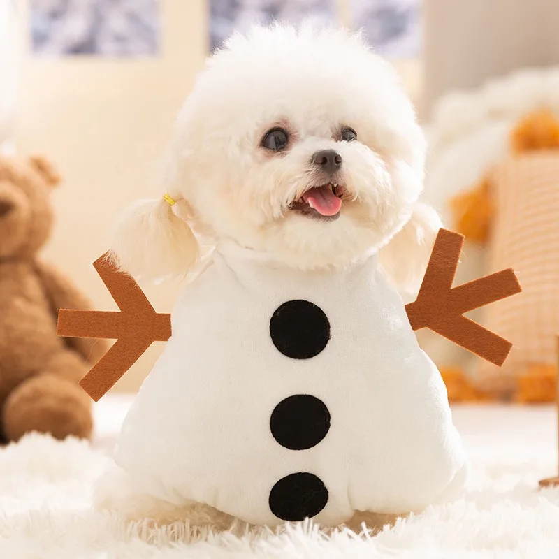 Christmas Puppy Clothes Pet Halloween Cute Little Snowman Transformer Costume Teddy Winter Clothes Poodle Warm Clothes