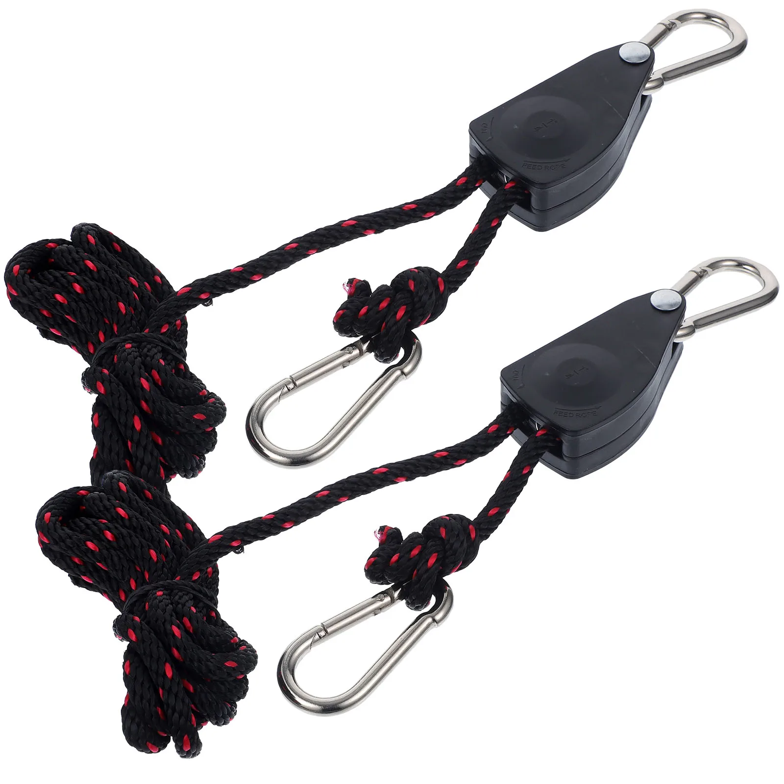 2pcs 1/4 Inch Adjustable Grow Rope Hanger Heavy Duty Sturdy Locking Carabiner Rust Resistant Indoor Plant Light Support Ratchet