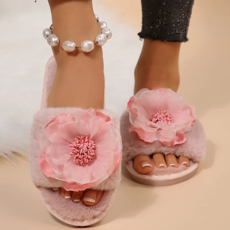 الخريف الشتاء النساء النعال موضة داخلي أفخم القوس النعال الإناث Bowknot أحذية المنزل لطيف الدافئة رقيق ضوء الشرائح النساء #2