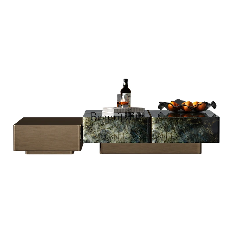 

Light luxury high-end coffee table whole house haute couture with natural marble coffee table