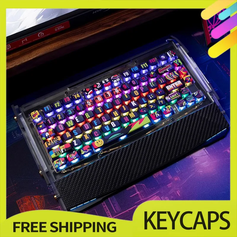 

Piifox Pf-08 Neon Party Keycap Pbt Sublimation Customized 132key Resin Keycap Asa E-Sport Gaming Accessories For Gamer Gifts