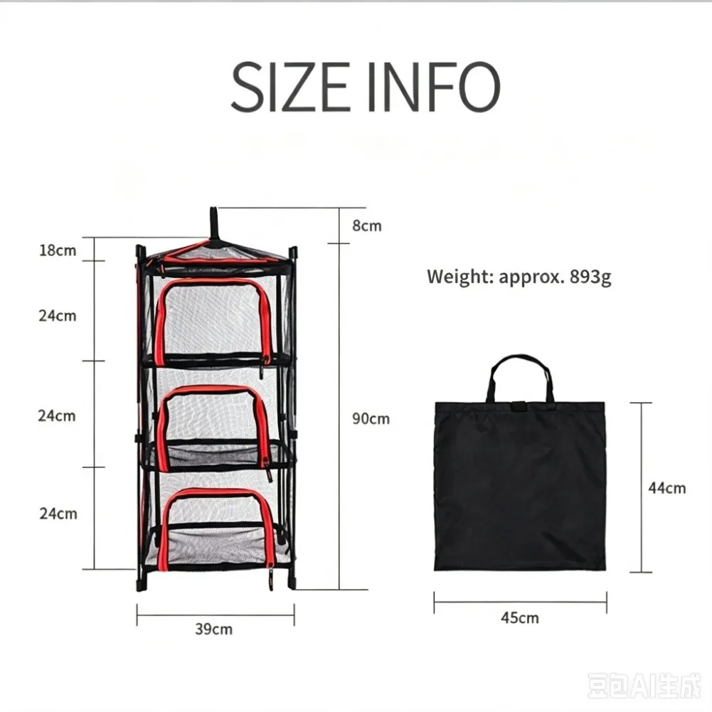 For Camping Adventures Black Foldable Drying Rack Compact Structure Reinforced Steel Wires Ventilated Mesh Design