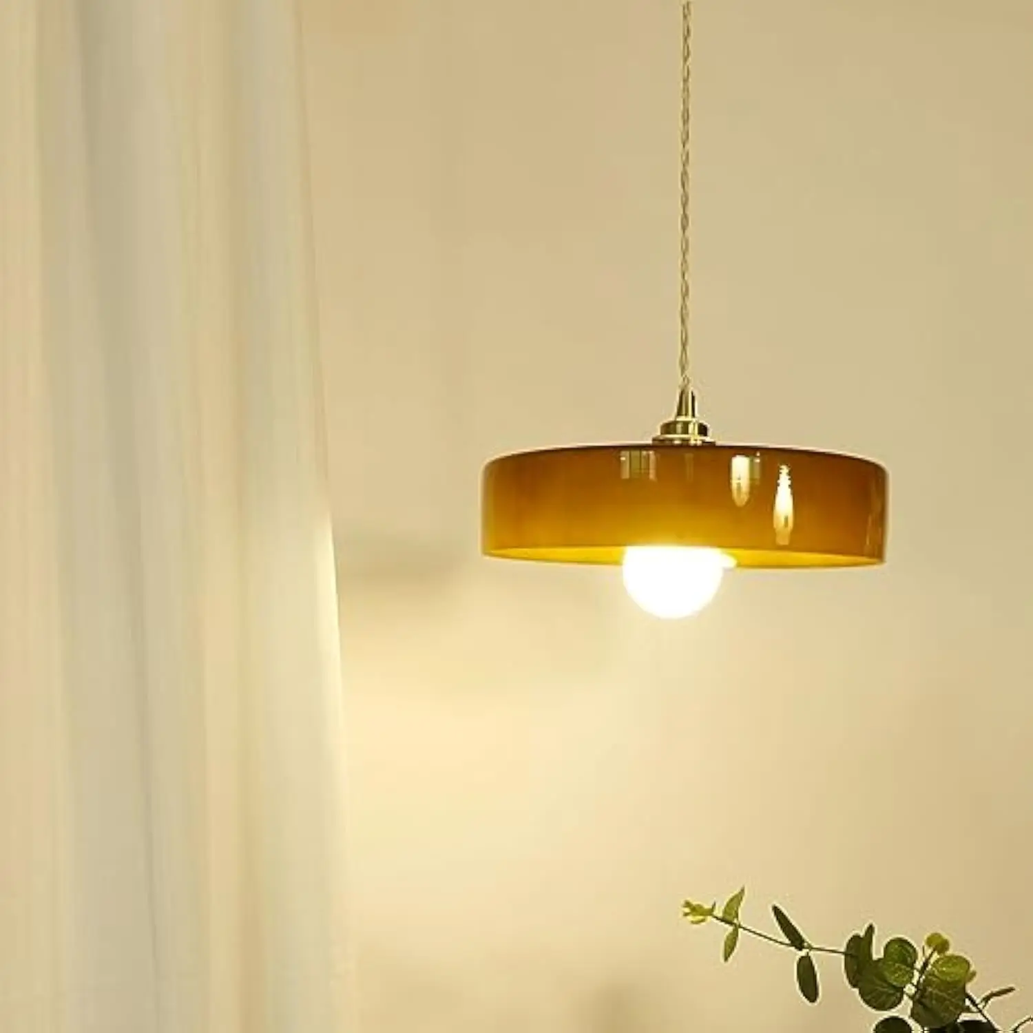 

Large Vintage Decoration Green Glass Pendant Light Kitchen Island Over Table Amber Orange Farmhouse Industrial Chandelier Mid C