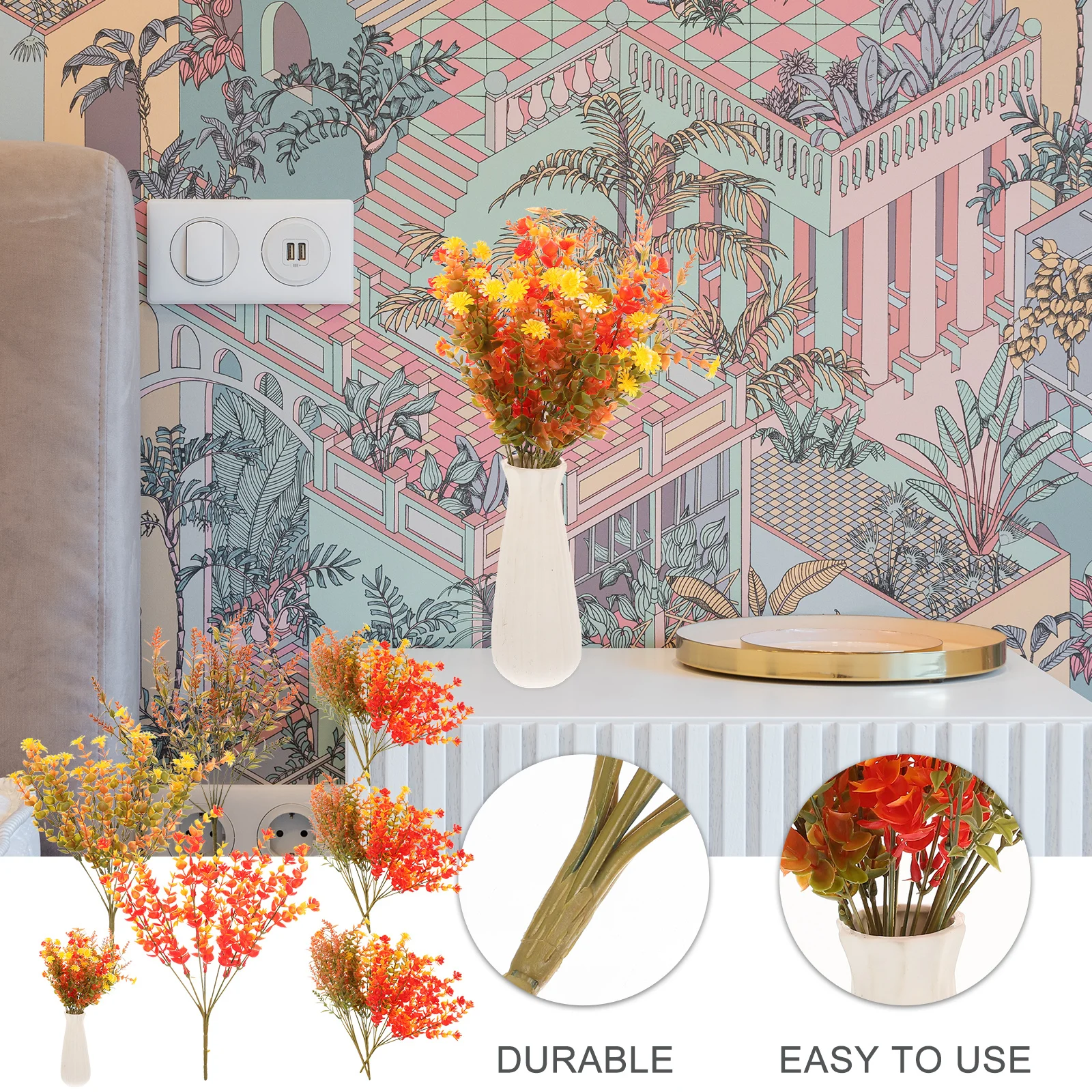 

12pcs Artificial Plants Fake Flowers Bunch For Diy Table Centerpieces Home Wedding Party Decor Photography Props Simulated