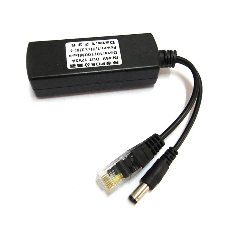 POE Splitter IEEE802.3AT معيار 12 فولت/2 أمبير تيار مستمر مخرج DC48-52V مدخل لنظام أمان كاميرا CCTV IP