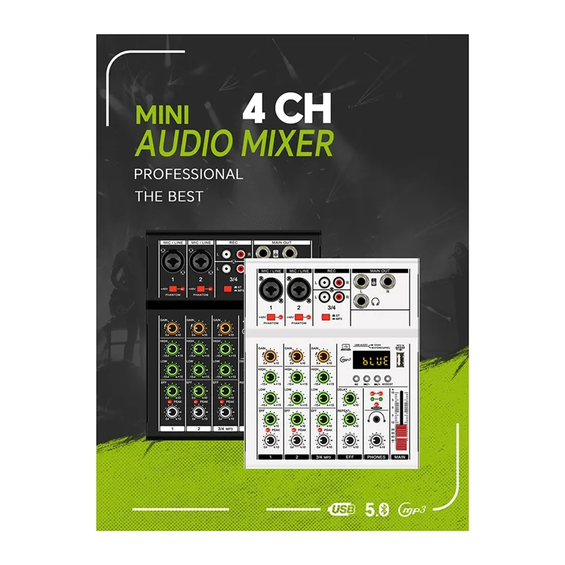 

GAX-A4 Professional Portable Digital Dj Console With USB Mixer Border Live Singing Audio Mixer White 1 Piece-AU47