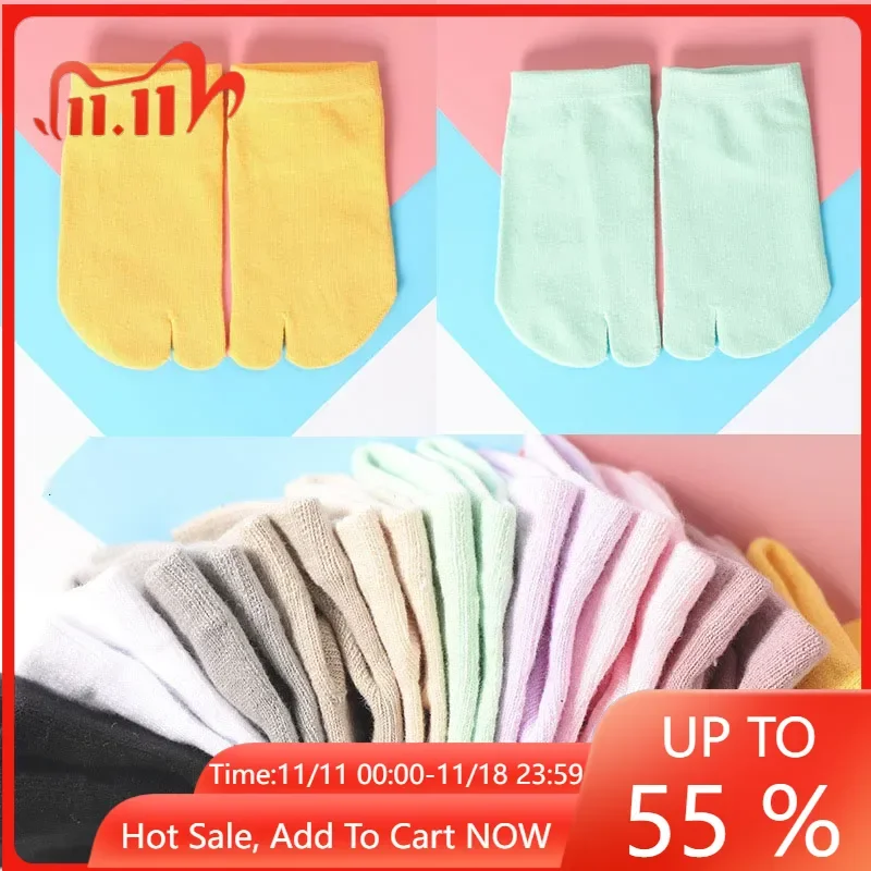 

2024 NEW Candy Color Short 2 Fingers Socks For Women Sweat-absorbing Cotton Ankle Socks Two Finger Split Toe Socks Low Cut Socks