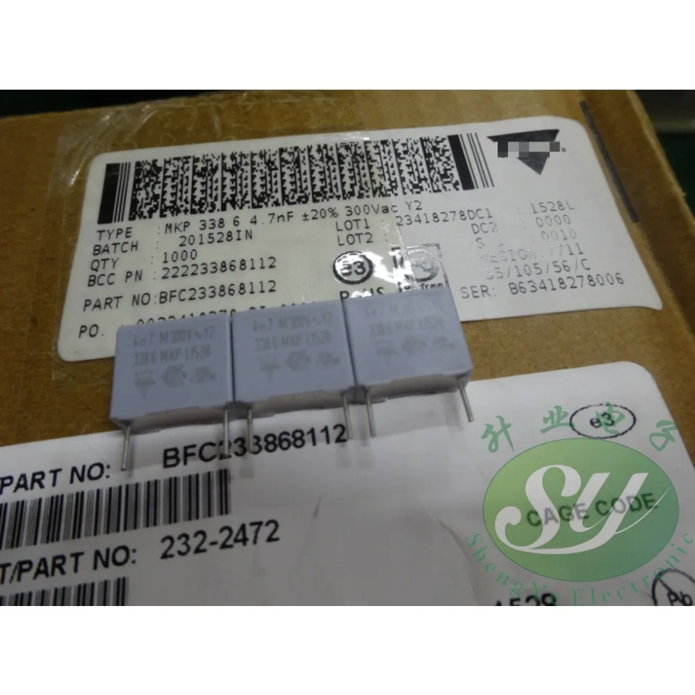 

20PCS MKP338 0.0047uf/300vAC 4.7nf 4700pf 4n7 472 Brand new 10mm film capacitor