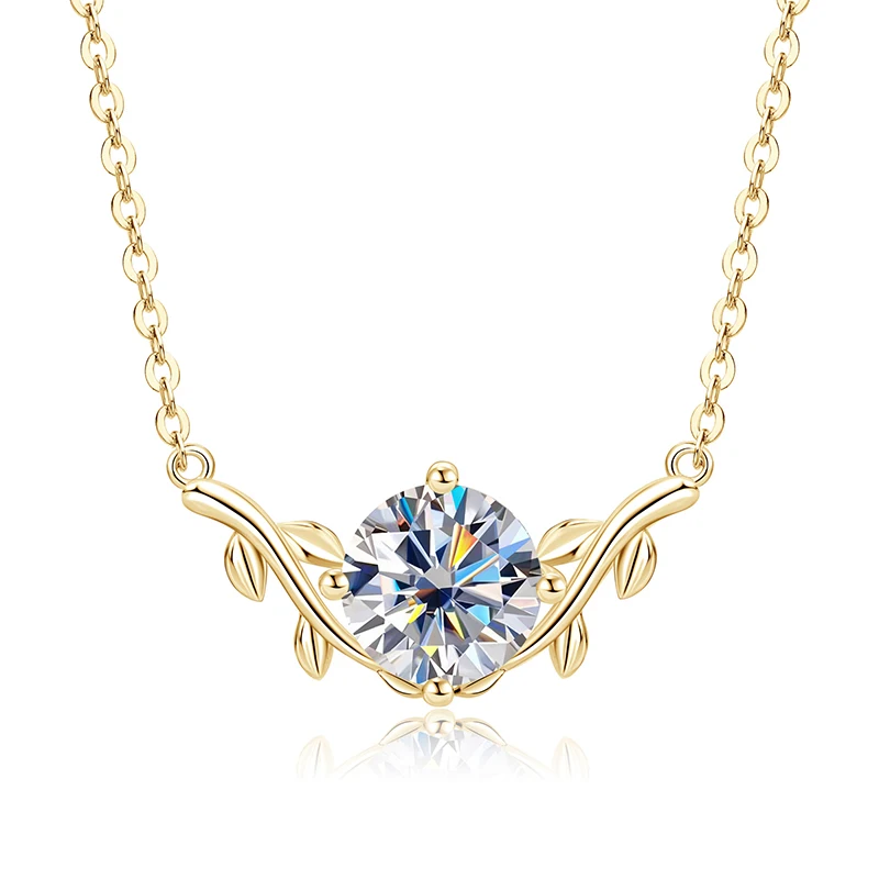 IOGOU 14k Goldfilled 2ct 8mm D-Farbiger Moissanit Ranken-Anhänger Halskette für Damen Hochzeit Verlobung Feiner Schmuck Geschenk Zertifiziert – Detail 8