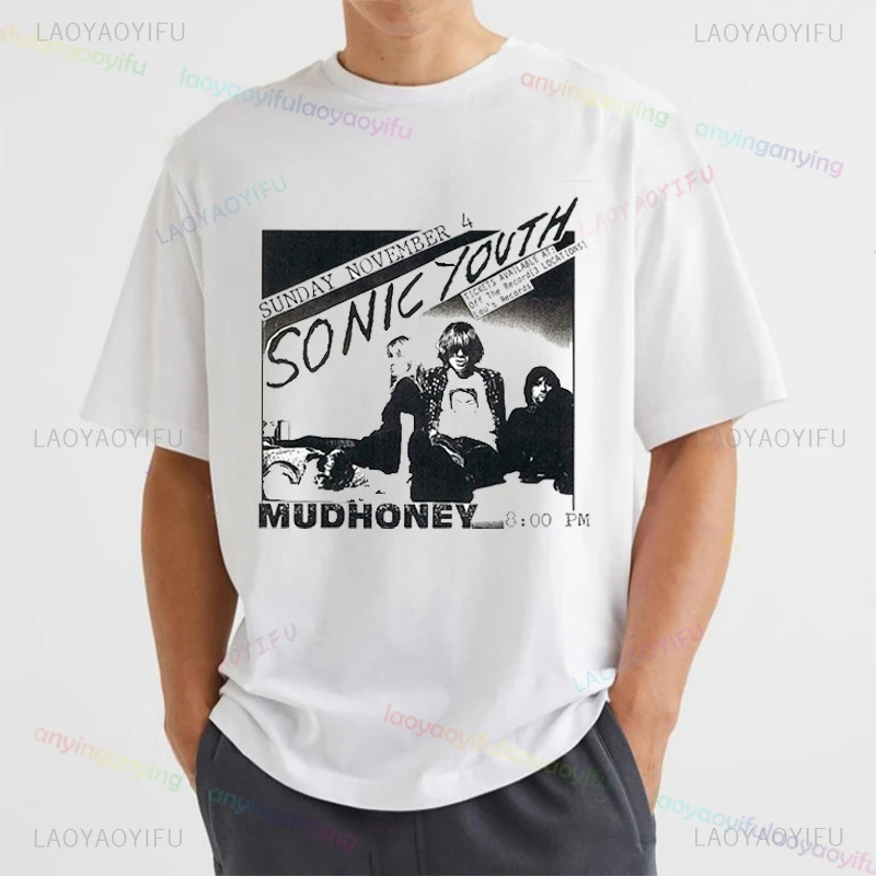 2024 Y2k -Sonic-Youth- Rock Band Graphic Printed TShirts Customized Streetwear Fashion Shirts Tops Harajuku Tees for Men Women