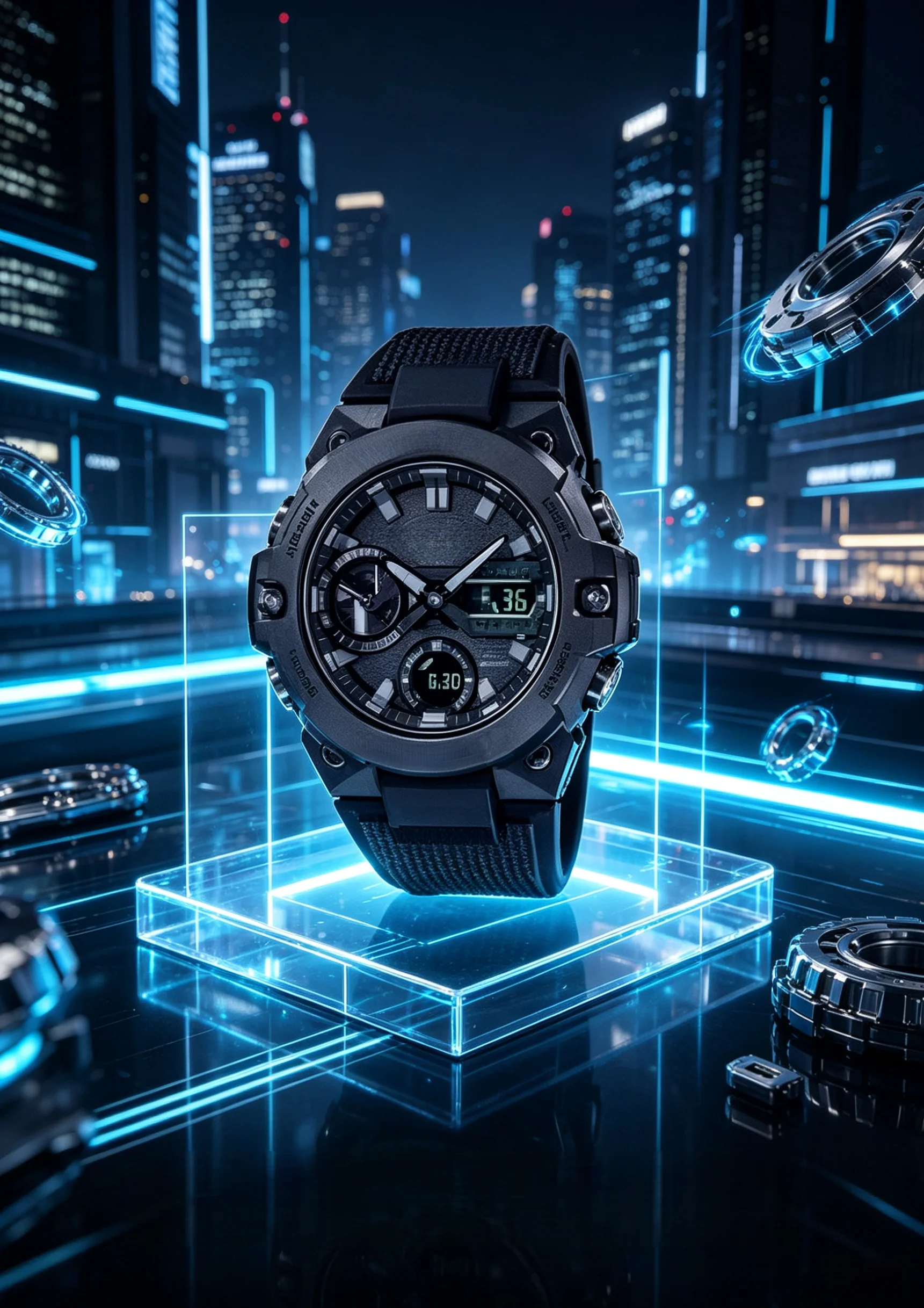 

Dark Heart rubber strap, classic multifunctional sports quartz watch with chronograph and shock resistance