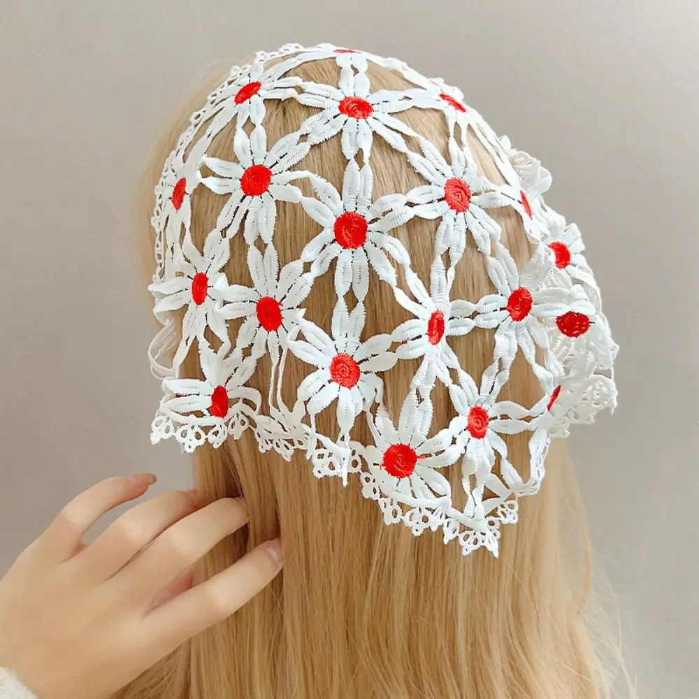 عصابة رأس بشراشيب دانتيل ثلاثية الأبعاد للنساء ، وشاح ديزي لطيف ، منشفة فرنسية على الطراز الرعوي