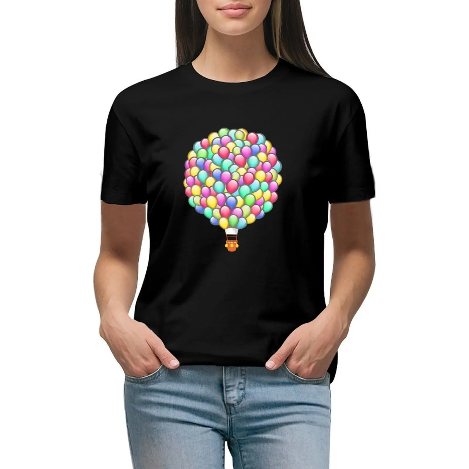 

Hot Air Balloon Helium Balloons Bouquet Balloonist Circus T-shirt graphics korean fashion Women's tee shirt