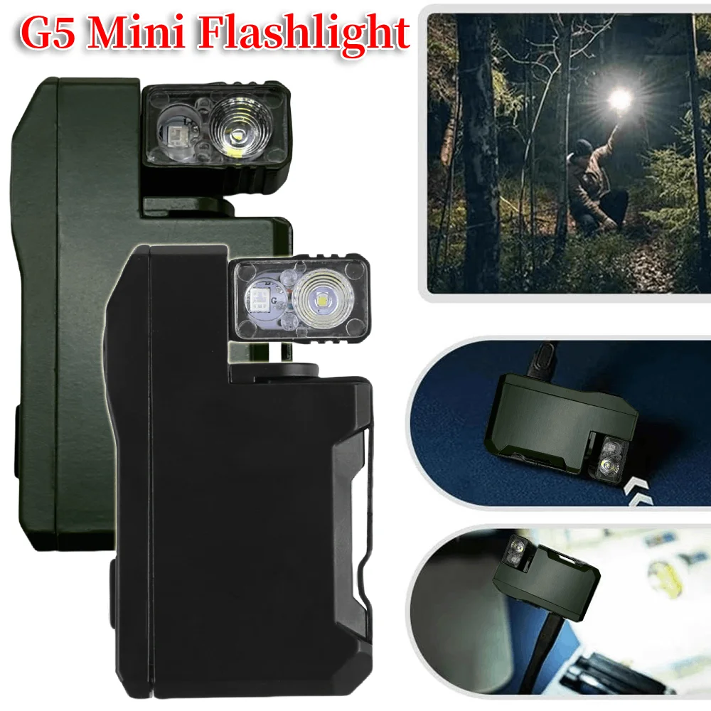 

1/2PCS G5 Rechargeable EDC Powerful RGB Flashights, 400 Lumens Portable Flat Mini Flashlights, Magnetic Keychain Light ﻿