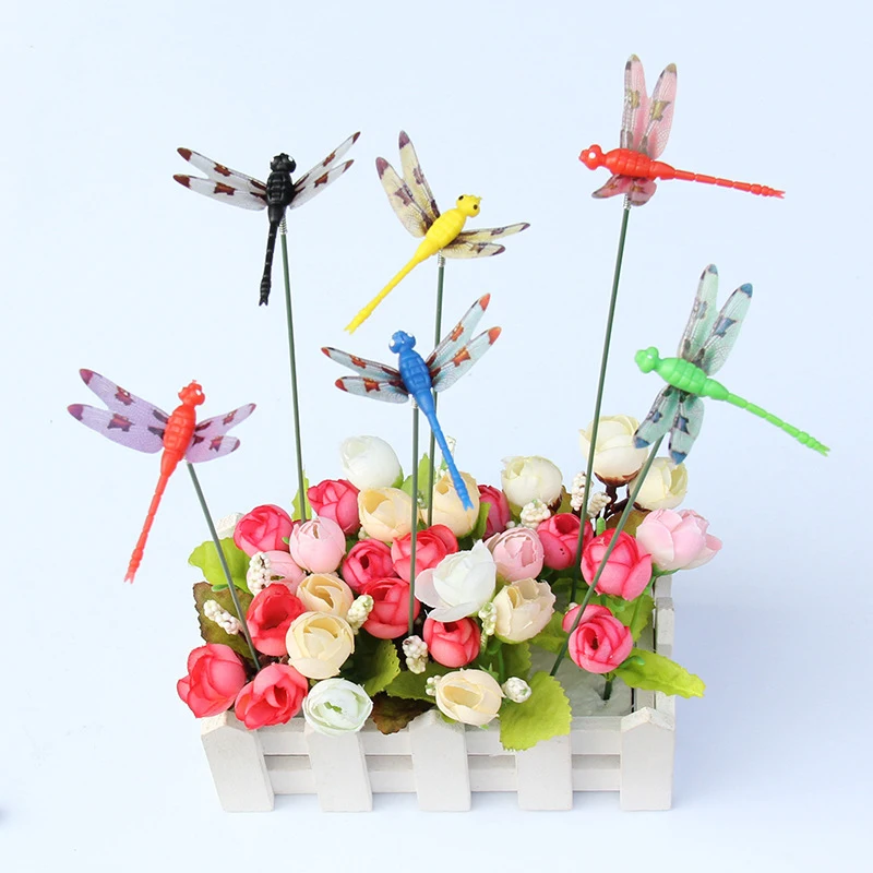 

10Pcs 3D Simulation Dragonfly Inserts Outdoor Yard Lawn Decor Stick Flower Pot Plant Garden Decoration Stakes