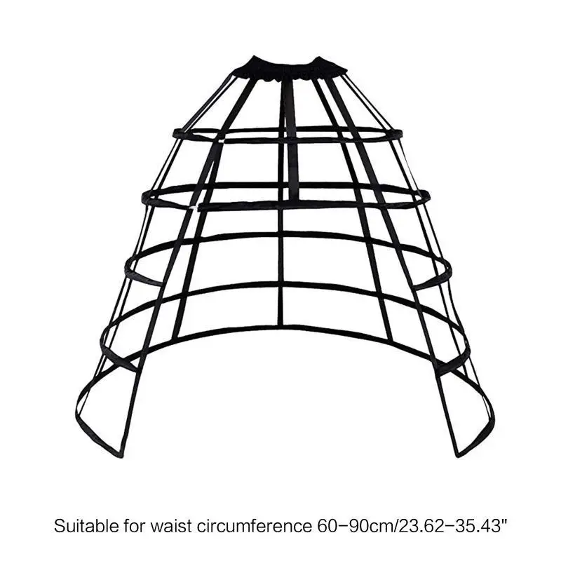 P9FE Krinoline Petticoat Käfig Viktorianisches Kostüm Unterrock 2/3/4/5 Reifen für Damen – Detail 6