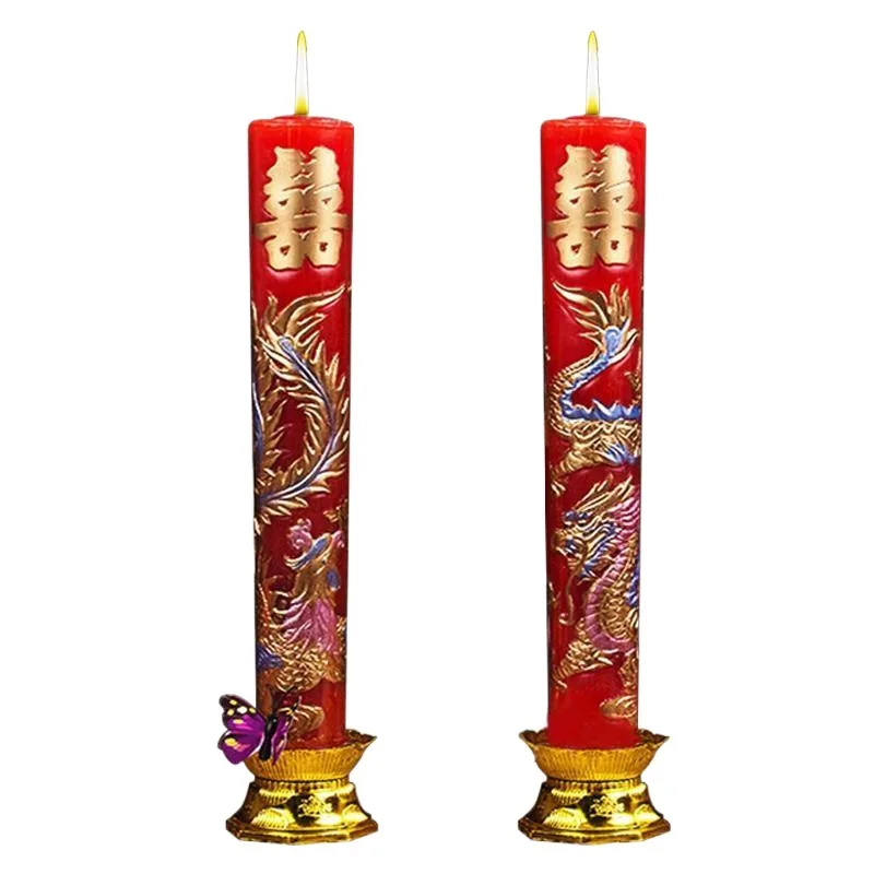 Dragon and Phoenix candle wedding wedding a pair of windproof red candle festive red romantic smoke-free wedding candle supplies