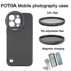 FOTGA Phone Case Smartphone Video Rig Case For iPhone 16 Pro/Pro Max with 58mm Adapters for Filter Kit For iPhone 15 Pro/Pro Max