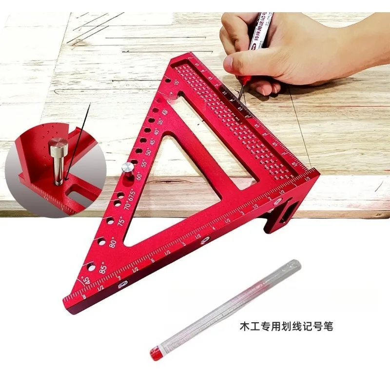 8.5 Inch Upgrade 3D Multi-Functional Triangle Ruler 45° 90° Woodworking Layout Marking Measuring Scale Carpenter Square Tool