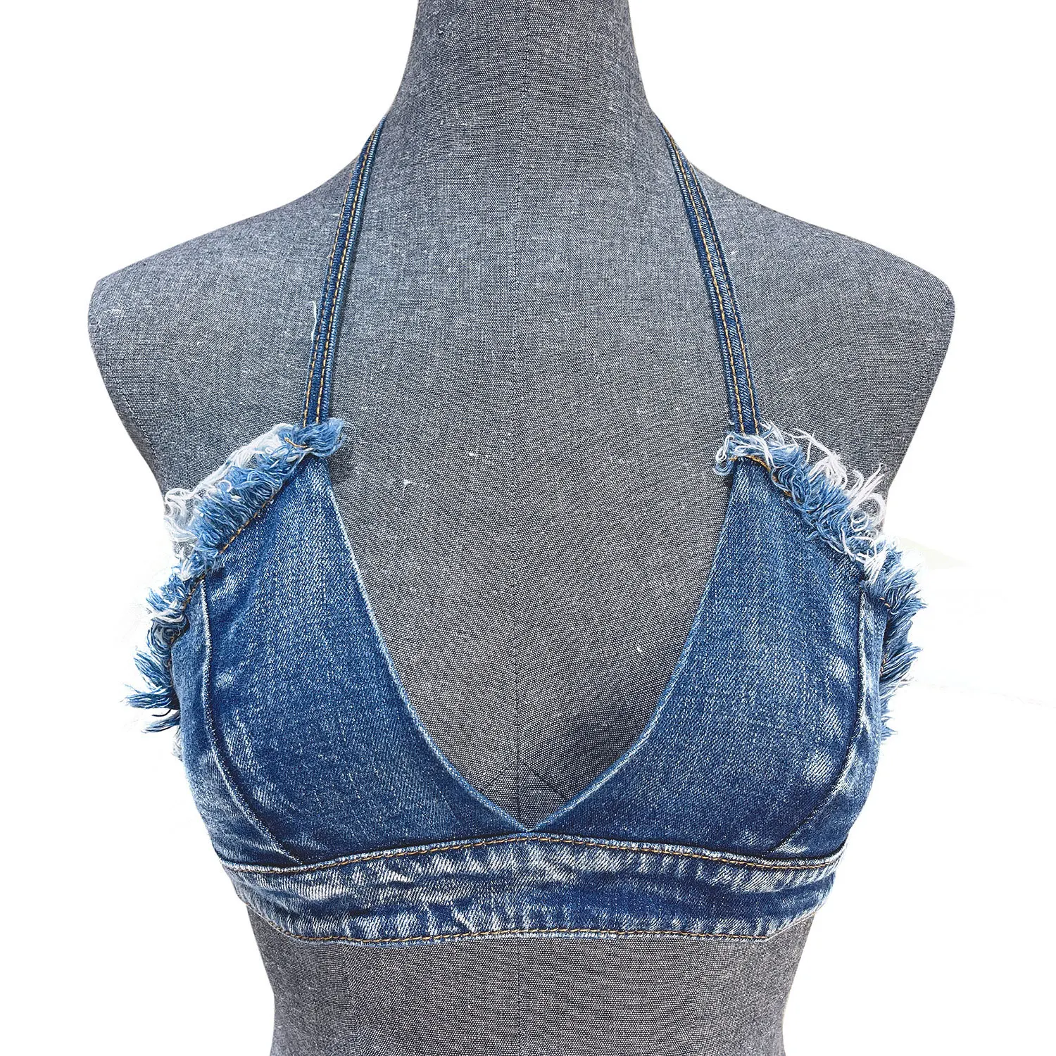 2023 nowych kobiet Sexy w kratkฤ Lace Up Sling podstawowe muszka Jeans Denim krรณtki Top