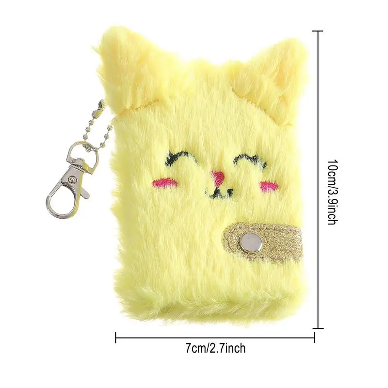 Fluffy Notebook For Girls Cute Cat Plush Diary With Keychain Sequined Design Gift Writing Drawing Journal Lined Pages Plush Diar