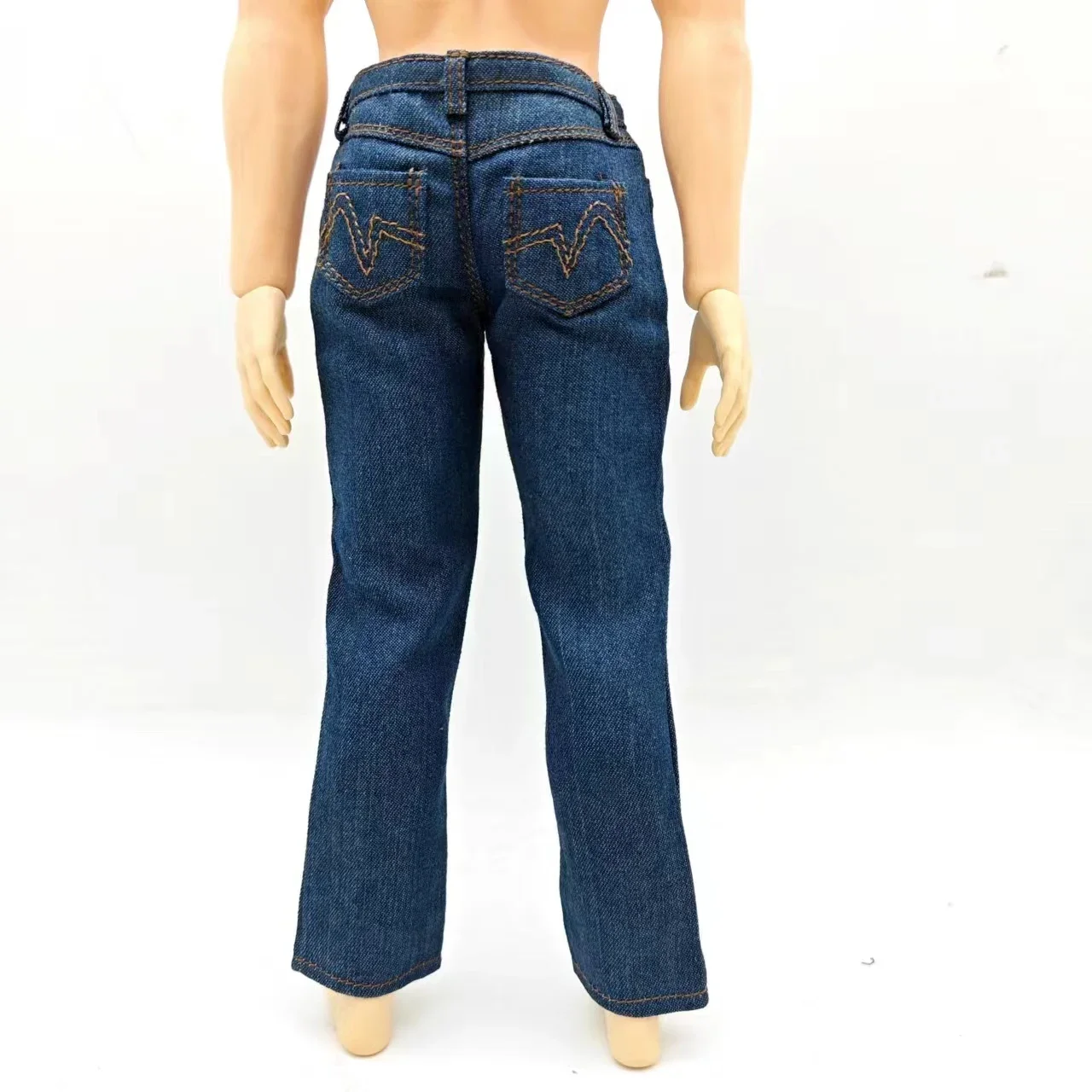 Blue 1/6 Scale Loose Fitting Jeans Model for 12in Male Soldier Gluing Strong Muscle Body Action Figure