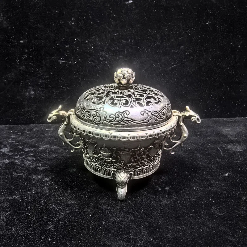 

Antique Handicrafts Vintage Miscellaneous Eight Treasures Double Dragon Dragon Ear Incense Burner Auspicious Elephant Ruyi Incen