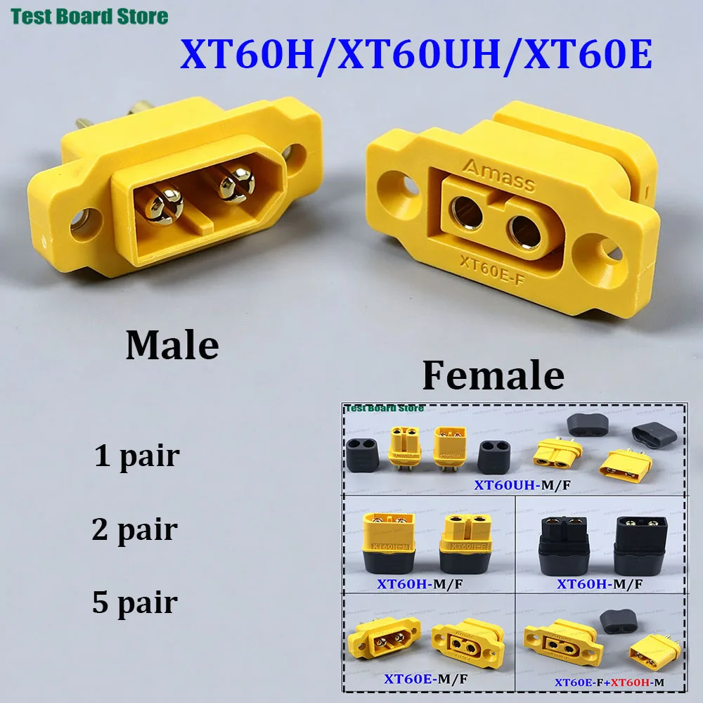 

1Pair XT60H/XT60UH/XT60E Male/Female Plug with Cover Version Gold Brass Ni Plated Connector for RC Model