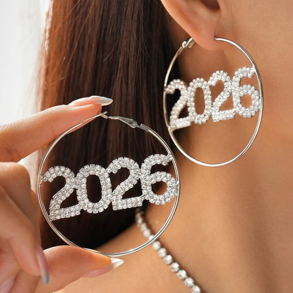 بدلة مجوهرات جمالية عتيقة 2026 مبالغ فيها من حجر الراين سنة جديدة سعيدة أقراط قطرة طويلة لامعة 2026 قلادة عيد الميلاد